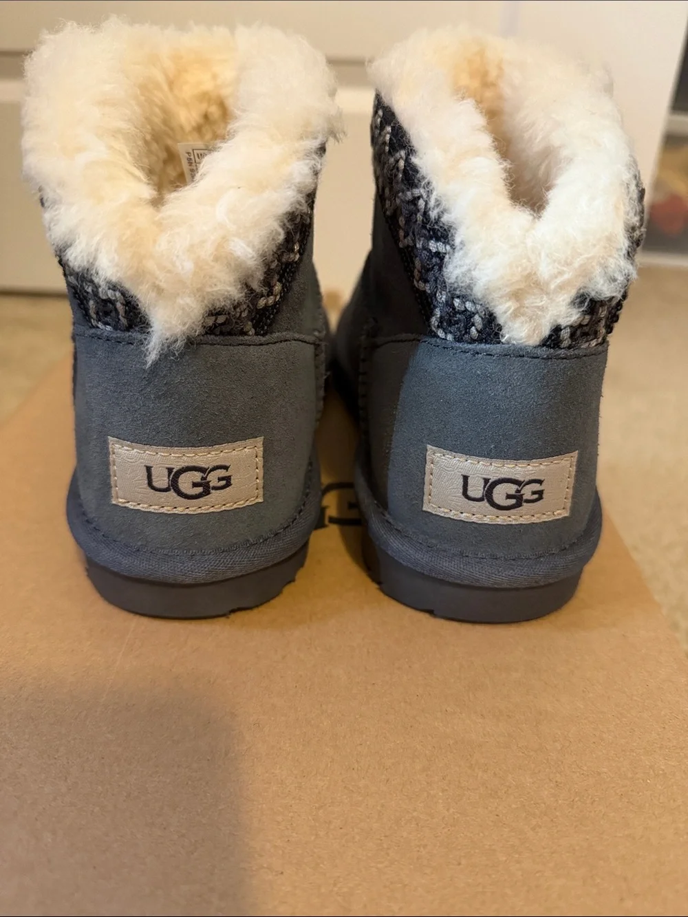 UGG Kids Grey Suede Shearling-Lined Ankle Boots